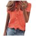 Womens Casual Ruffle Neckline Shirts Short Sleeve + Sleeveless V Neck Tunic Tops Summer Solid/Floral Print Work Blouse 01-orange Small