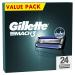 Gillette Mach3 razor blades men 24 pieces of razor blades refill packs stronger than steel blades improved Lubrastrip 24 pieces (1 Pack)