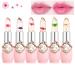 Btspring Clear Flower Jelly Lipstick 6 Packs Nutritious Moisturizer Lip Balm Temperature Color Change Lipstick Matte Long Lasting Lip Gloss (Pink)