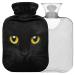 Naanle hot hot water bottle with cover black cat Transparent hot water bottle heat bottle for bed handfeers Warmer pain relief heat and cold therapy 1l