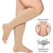 Extra Wide Calf Compression Socks Toeless 20-30 mmHg - Beige X-Large for Women & Men - Buy Online on GoSupps.com
