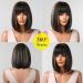 Allbell Short Bob Wigs for Women - Black & Blonde Synthetic Wig with Bangs | Perfect for Christmas - Buy Online on GoSupps.com