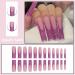 MISUD Extra Long Square Press on Nails - Matte Bling Glitter Acrylic Nails Fuchsia Sparkly Sequins French Tip Design - 24 Pcs Artificial Nails for Glamorous Looks - Buy Online on GoSupps.com