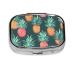Summer Pineapple Printing 2 Compartment Small Pill Case Cute Small Pill Box Purse Pill Boxs Travel Pill Organizer for Pocket Purse and Travel Gifts