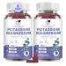2 Pack Potassium Magnesium Gummies, Sugar-Free Potassium Gummies with Magnesium Glycinate 500mg Chewable Potassium Magnesium Supplements with Calcium, Zinc & Vitamins to Support Leg Muscle Relaxation Blueberry 60 Count (Pac
