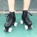PERZCARE Double Row Shiny Quad Roller Skates | PU Leather High-top Skates for Women/Men/Unisex | Indoor/Outdoor | US 8/6.5 - EU 39 - UK 6 | Black - Buy Online on GoSupps.com