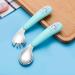 Silent Children Cutlery Set | Curved Handle Stainless Steel Baby Fork & Spoon | Heat-Resistant Self-Learning Feeding Utensils (Green) - Buy Online on GoSupps.com