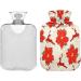 2L Hot Water Bottle with Poinsettia & Reindeer - Soft Fleece Cover for Hot & Cold Relief | International Shipping - Buy Online on GoSupps.com
