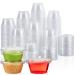 200 Sets - 2 oz. Disposable Plastic Portion Cups with Lids, Small Plastic Condiment Containers for Sauce, 2 oz Jello Shot Cups, Souffle Cups 2 oz - 200 set