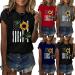 Women's Sunflower Graphic T-Shirt | Plus Size Loose Fit Blouse | Short Sleeve Casual Tee | Workout Shirt - Blue, X-Large - Buy Online on GoSupps.com
