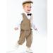 Mint Green Baby Boy Romper Suit | Gentleman Jumpsuit with Bow Tie Waistcoat | 9-12 Months | Brown - Buy Online on GoSupps.com