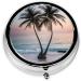 Sunrise Tropical Palm Tree Mini Round Pill Box | 3 Compartment Travel Pill Organizer | Portable Medicine Case for Home & Office - Buy Online on GoSupps.com