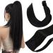 Hetto braid real hair extensions ponytail extensions real hair wrap around naturally ponytail extensions hair recovery black #1 black 30 cm 70g 30 cm py #1