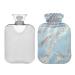Hot Water Bottle 2L with Cover Light Blue Marble Hot Water Bag for Pain Relief Hand Feet Warmer Winter