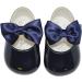 Baby Girls Navy Pram Shoes with Bow Detail | Soft Sole | Made in Britain | 3 UK Child Size - Buy Online on GoSupps.com