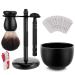 Amazing Safety Razor Shave Kit - Mysterious Black Men's Shaving & Grooming Sets - Butterfly Open Safety Razor Friendly Brush Great Shaving Stand Shaving Soap Bowl Super Stainless Blades Black Shaving kit