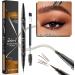 Eyebrow Pencil Microblading Eyebrow Pen Magical 2-in-1 Dual-Ended Eye Brow Pencils for Girls Women 4-Fork-Tip & Precise Brush-Tip Create Natural Hair-Like Brows - Last All-Day (Light Brown) - Buy Online on GoSupps.com