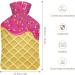 Strawberry Ice Cream Hot Water Bottle with Lid - Pain Relief & Foot Warmer | Rubber Hot Water Bag for Cold Therapy - Buy Online on GoSupps.com