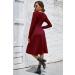 OUGES Women's Spring Casual Midi Dress - Long Sleeve V-Neck Floral Wrap Dress XXL Dark Red - Buy Online on GoSupps.com