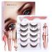 DREWALA Magnetic Eyelashes with Eyeliner Kit, 5 Pairs Fake Eyelashes 3D Natural Look with Tweezer, Waterproof, Easy to Apply,Resuable, Long Lasting and No Glue Needed False Eyelashes Pack