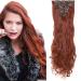 SEGO Clip in Extensions Hair Extension Hairpiece 8 Wefts like Real Hair Wavy Red Brown 24"(61cm)