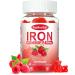 Iron Gummies for Women with Multivitamin Iron Supplement for Women with Energy & Blood Builder Raspberry Flavor Iron Vitamin Gummy with Folate B Complex Vegan 60 Gummies