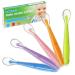 Baby spoon set 5 pieces made of silicone soft curved - From 0 months - For learning to eat - Baby spoon set colorful