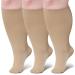 ZfSock compression stockings thick calves men: support stockings women medical compression socks 20-30mmhg oversize men women travel socks 3 couples l-xl skin color