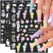 5D Embossed Flower Nail Stickers for Nail Art 5D Acrylic Carved Flower Nail Decals Rose Butterfly Nail Art Stickers Floral Petals Nail Design Stickers Flower Stickers for Nails DIY Nail Accessories