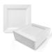Oasis Creations White Square Plates Set 10" - 50 count - Premium Hard White Disposable Plastic - Disposable and Reusable - Salad Plate - Appetizer Plate - Dinner Plate - Party Plate Set 10Inch White