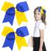 2PCS 8 Jumbo Cheer Bow Clip with Tails  Oaoleer Large Cheerleading Hair Bows for Girls Teen Softball Cheerleader Outfit Uniform (Yellow/Blue)