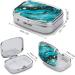 Turquoise Blue Gold Marble Print Pill Box - 2 Compartment Portable Pill Organizer for Pocket & Purse | Stylish Decorative Metal Medicine Case - Buy Online on GoSupps.com