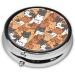 Orange Cats Portable Metal Pill Box - Round Mini 3-Compartment Organizer for Travel - Ideal for Small Pills - Buy Online on GoSupps.com