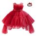 Miipat Baby Girl Dress Tulle Sleeveless Toddler Girls Princess Party Birthday Dresses Wedding Baby Flower Girl Dress with Headband 6 Months- 6 Years 6-12 Months Wine