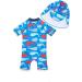 BONVERANO Baby Boys Swimsuit | Toddler Short-Sleeve Zipper Bathing Suit | UPF 50+ Sun Protection | Colorful Whale Design | 12-18 Months - Buy Online on GoSupps.com