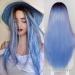 Shop 26-Inch Kkjkk Long Straight Blue Wig - Heat-Resistant Synthetic Middle Part Wig for Daily Use | Women's Hair Replacement Solutions - Buy Online on GoSupps.com