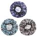 Luckindom Shower Caps 3 Pack Large Double Layered Waterproof Bath Cap for Women and Girls Adjustable and Reusable Shower Hat and Bonnet for Hair Protection (Type 2)
