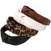 Drnytunk 4 Pack Headbands for Women 3PCS Pu Leather Cross Knotted Headbands and 1PCS Leopard Top Knotted Wide Headband Non-slip Elastic Hair Accessories for Women and Girls style 2
