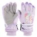 KAKU NANU Kids Ski Gloves Mittens Waterproof Ice Skating Gloves Children's Winter Warm Snow Gloves Thermal Fleece Gloves For Boys Girls Pink Purple Blue Cartoon 2-10 Years Purple 6-10 Years