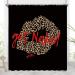 Leopard Print Get Naked Shower Curtain with Sexy Lips and Fashion Girl Design | Bathroom Decor Set with Hooks in Red Brown - Buy Online on GoSupps.com