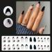 Almond False Nails Short 24Pcs Nude Pink Gradient Press on Nails - French Nail Tips with Nail Glue for Women - Black Flower Design - Buy Online on GoSupps.com