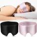 JaGely 2 Pack Faux Silk Sleep Mask for Women Men Blackout Eye Mask for Side Sleeper Adjustable Band Sleeping Mask Cooling Eye Cover for Sleep Travel Rest Yoga Nap