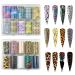 CHANGAR Animal Skin Style Nail Art Foil Transfer Decals 2 Boxes Serpentine Leopard Print Tiger Snake Skin Pattern Nail Foil Adhesive Stickers Starry Sky Manicure Transfer Tips Nail Art DIY Decoration