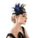 SWEETV 1920s Feather Headpiece Rhinestone Flapper Headband Roaring 20s Great Gatsby Headpiece Hair Accessories for Women Royal Blue