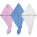 Hair Towel Wrap Turban Microfiber Drying Bath Shower Head Towel with Buttons Quick Magic Dryer Dry Hair Hat Wrapped Bath Cap (White & Blue & Pink)