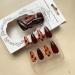 Shop Fall Press On Nails - Almond Fake Nails in Dark Brown with Designs | 24PCS Glossy Acrylic Nails for Women & Girls - Buy Online on GoSupps.com