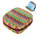 Menstruation pad bag with zipper women's napkin bag tampons collection bags for women and girls (yellow pink blue green zigzag pattern)