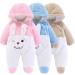 Newborn Baby Cartoon Bear Snowsuit Winter Coat Fleece Hooded Romper Jumpsuit 0-3 Months Pink Rabbit