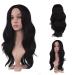 Buy Fine Long Curly Wig - 55 cm Black Middle Part Synthetic Wavy Wig for Women | Perfect for Parties & Daily Wear - Buy Online on GoSupps.com