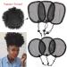 6 PCS Black Drawstring Ponytail Net Set - Stretchy Base for Afro Puff Weaving - Round and Square Styles (Size L) - Buy Online on GoSupps.com